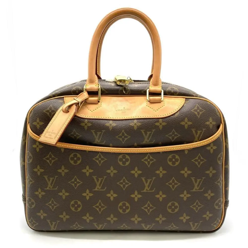 LOUIS VUITTON Authentic Brown Monogram Leather Deauville Tote Bag